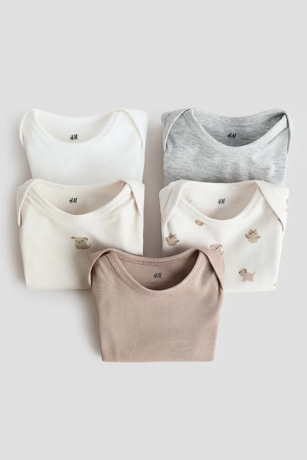 5 хлопковых боди в упаковке H&M, Hellbeige/Hunde — фото 2