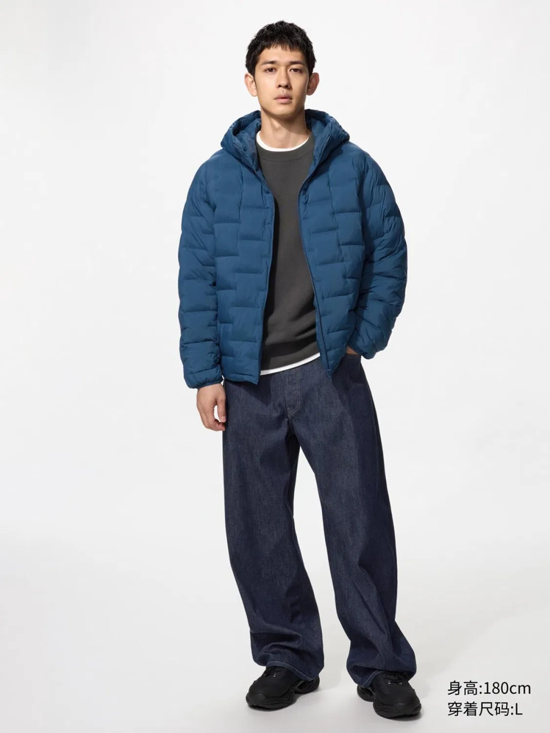 Джинсы EZY прямые Uniqlo, темно-синий