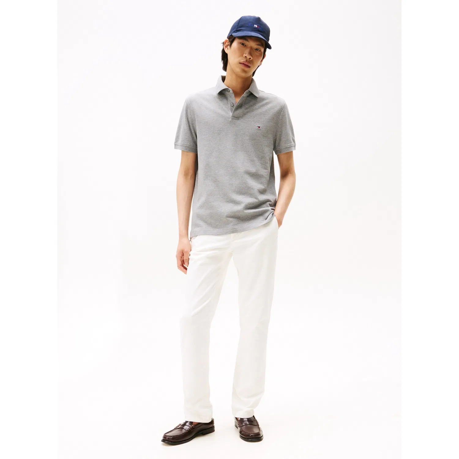 Мужское поло с контрастными полосками Tommy Hilfiger, Light Gray Melange