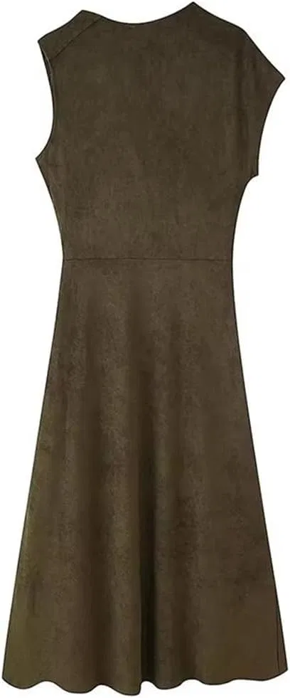 Женское асимметричное платье макси с одним плечом Faux Suede, Pic Color — фото 3
