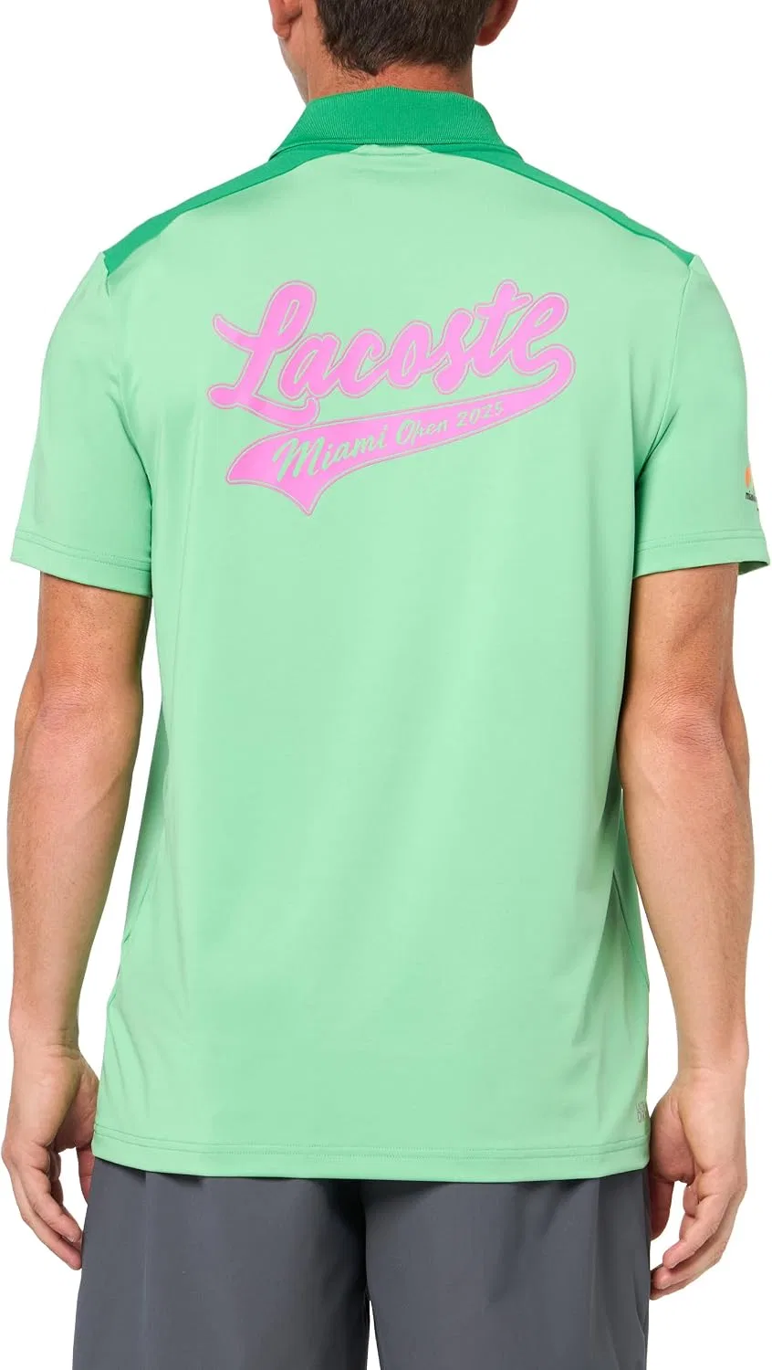 Мужское теннисное поло Lacoste Miami Open Colorblock, Liamone Bright Green — фото 2