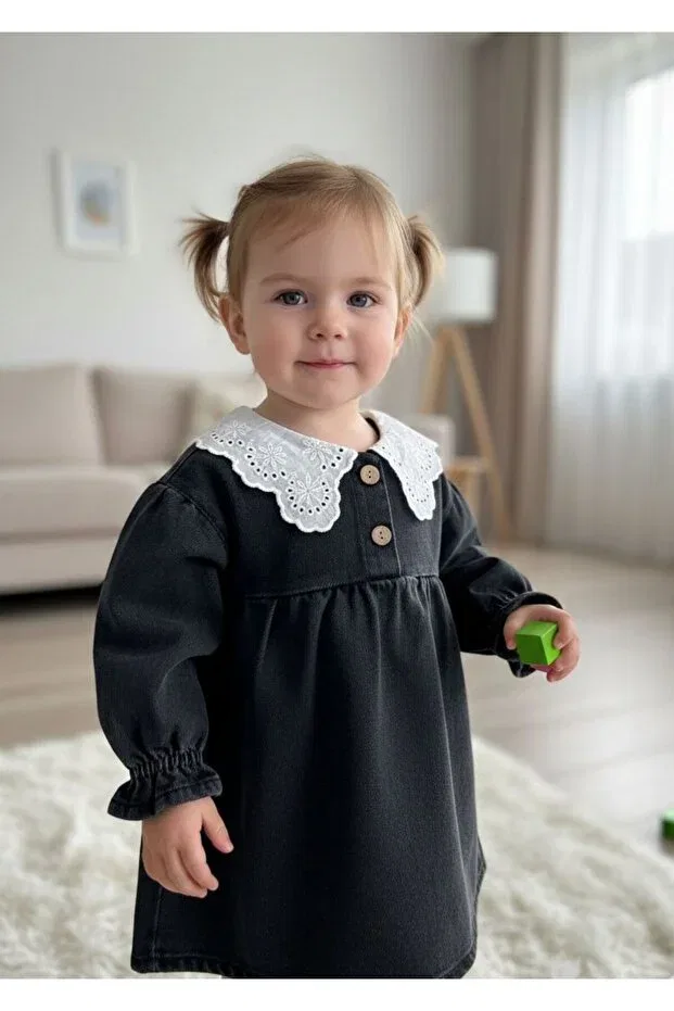 Детское платье для девочек с длинным рукавом Basics Miniminnakkidswear, Black