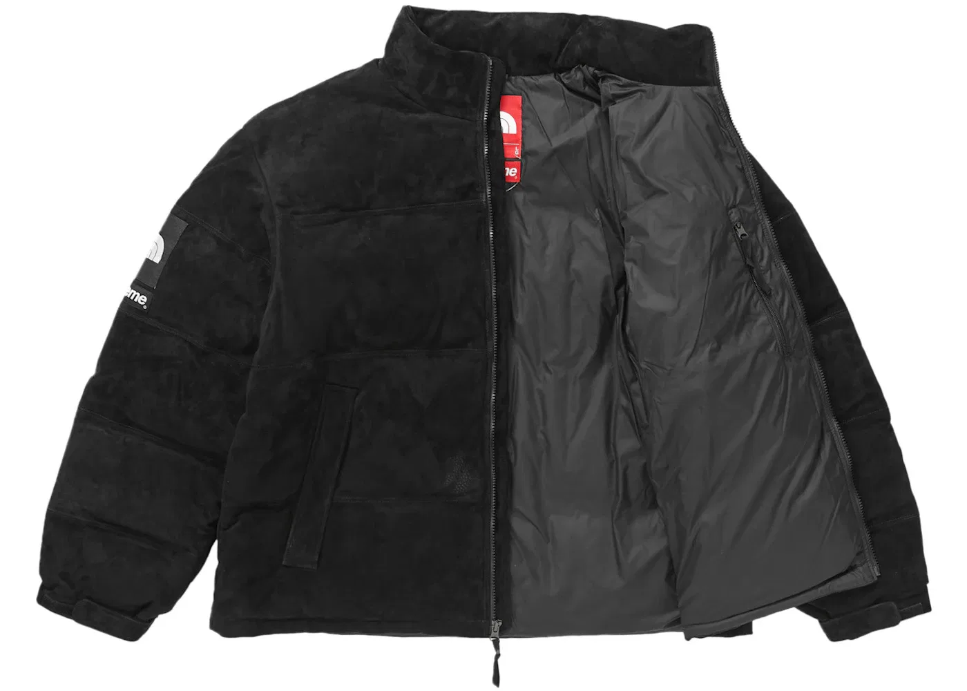 Мужская куртка из замши с принтом Nuptse Supreme The North Face, Black — фото 2