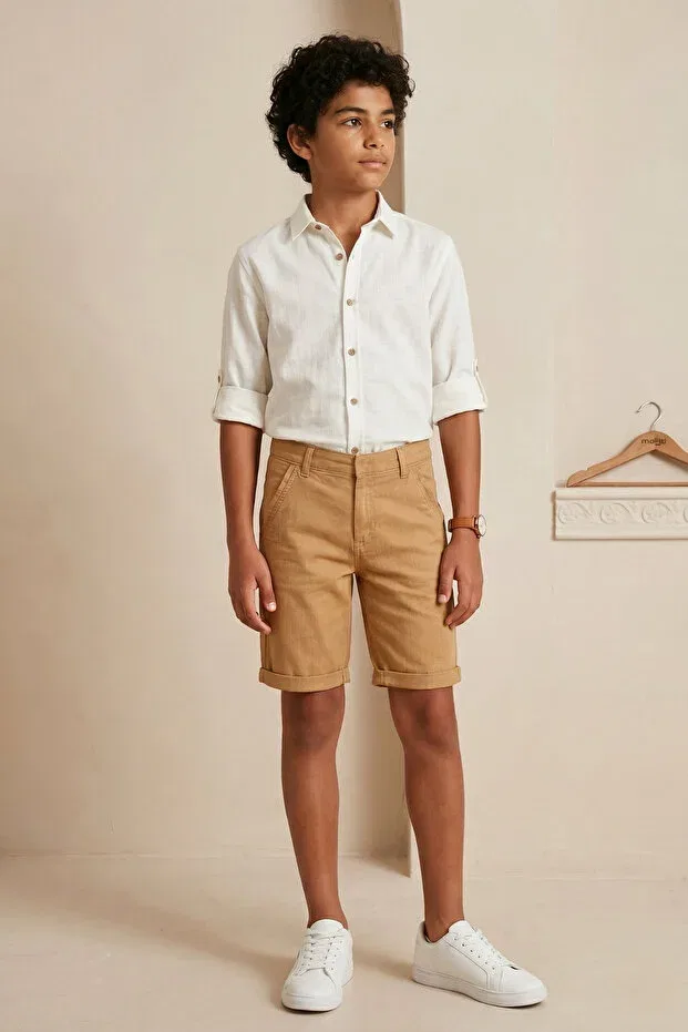 Детские шорты джинсовые Happy Pocket Mutlu Kids, Taupe