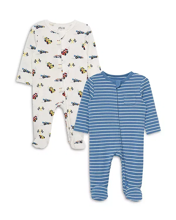 Детский комбинезон для мальчиков с принтом Grand Prix 2 Pack Footies Little Me, мультиколор