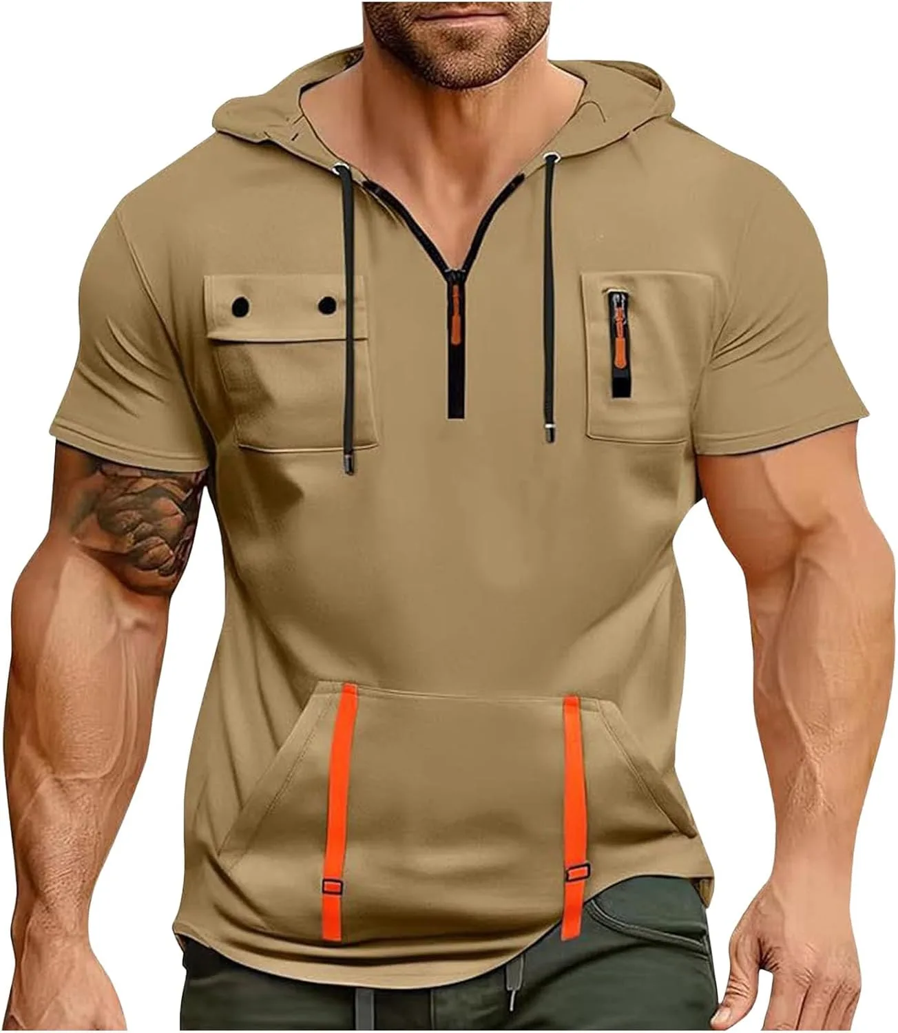 

Мужская толстовка с коротким рукавом и молнией для тренировок