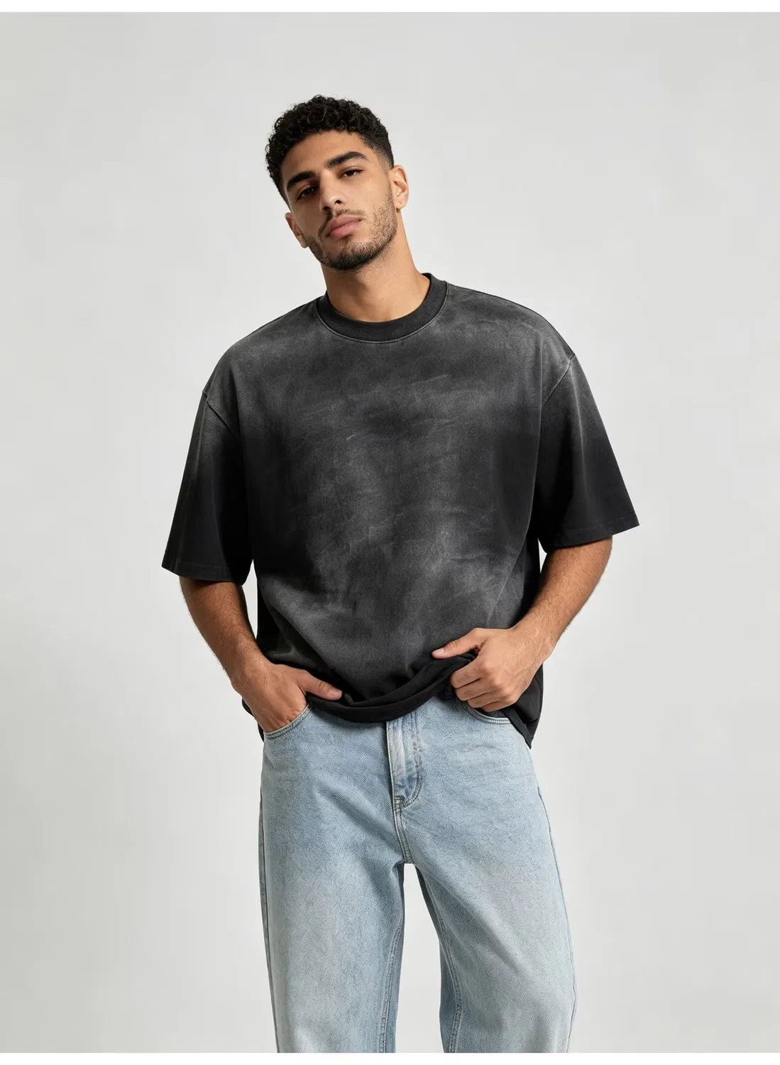Футболка оверсайз с эффектом винтажной стирки Zara, черный