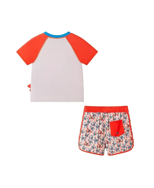 Детский купальник для мальчиков с принтом Rashguard Set Andy & Evan, Orange Lobster — фото 3