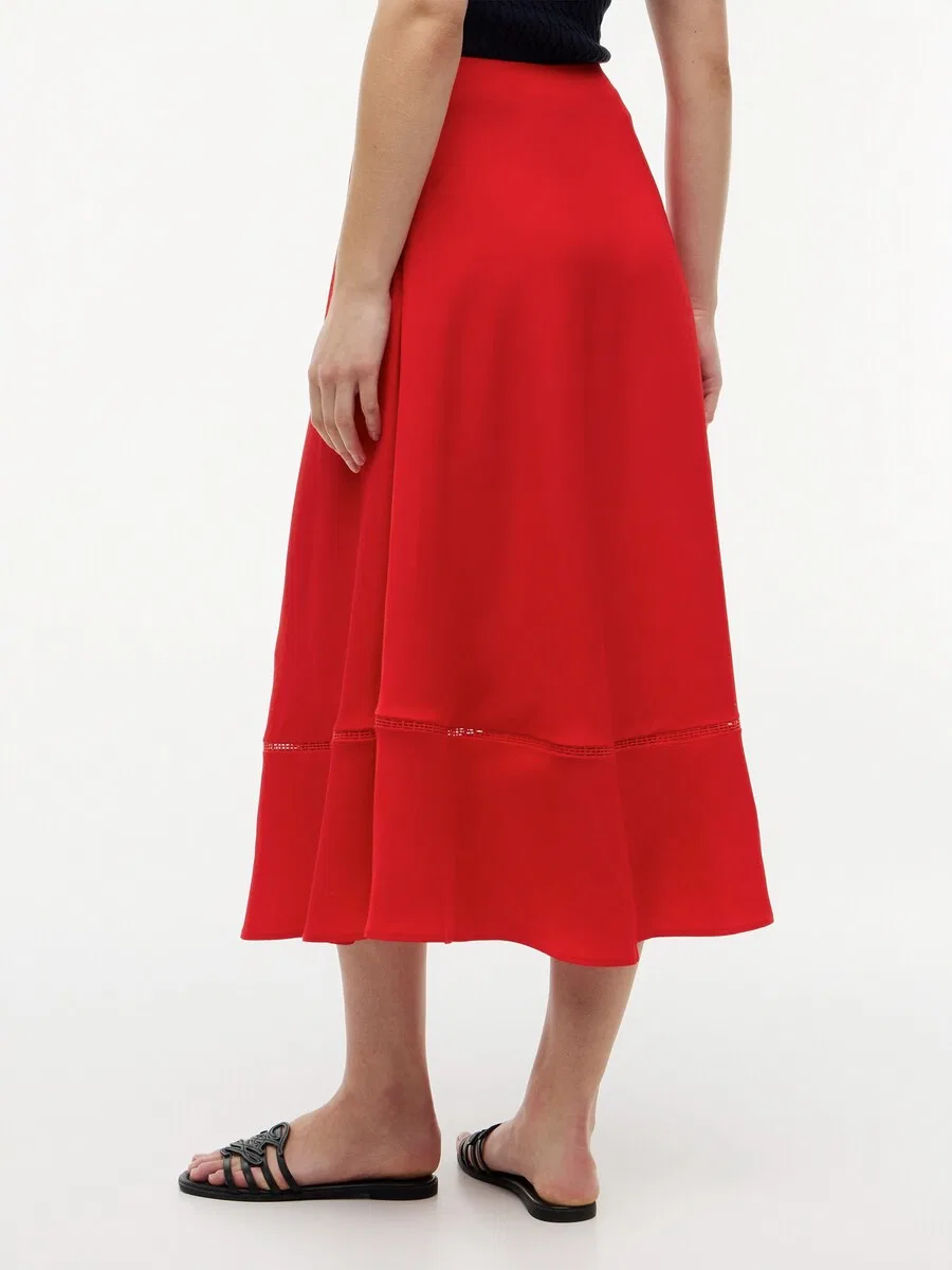Юбка TOMMY HILFIGER 'Logo Flare Midi With' красного цвета — фото 4