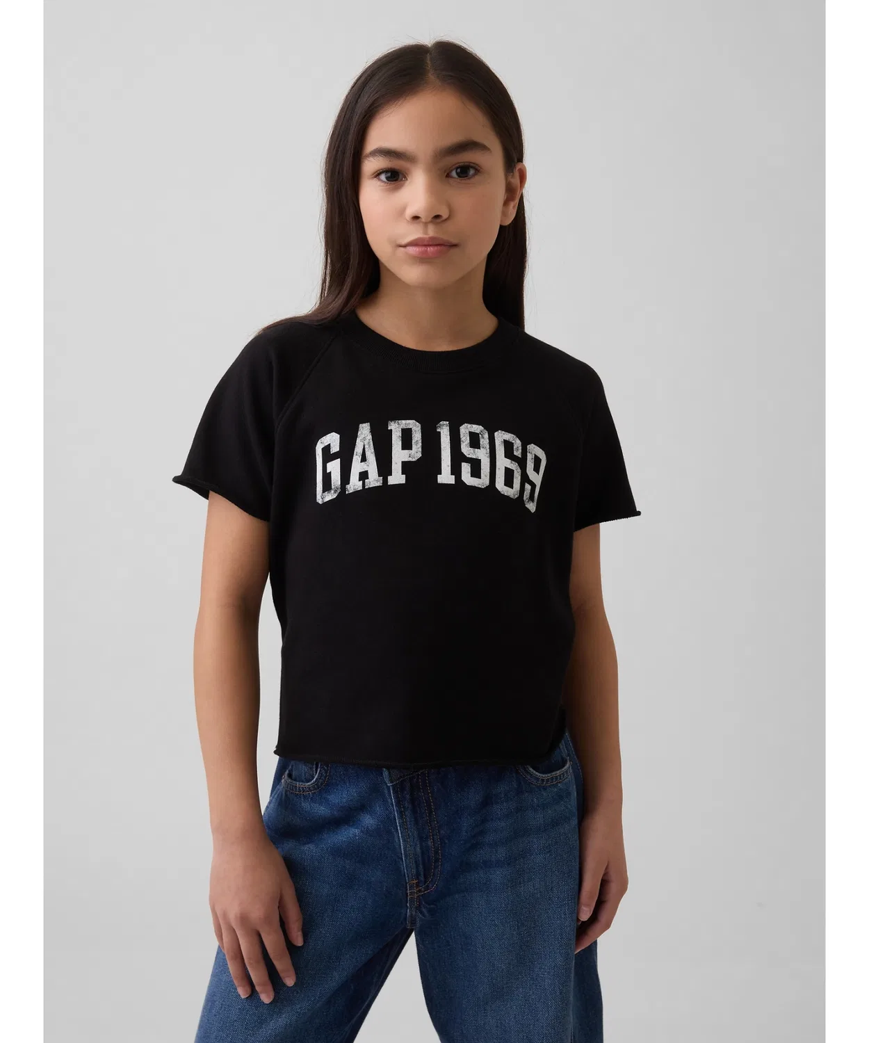 Детская футболка оверсайз с принтом GAP, черный