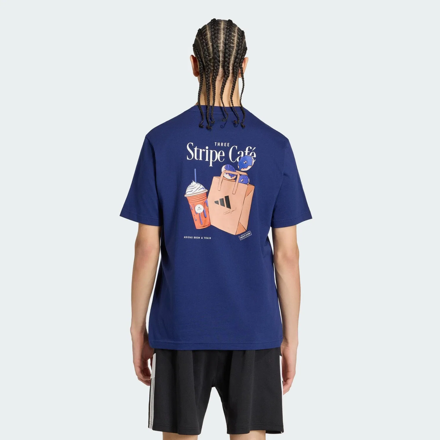 Мужская футболка с графическим принтом Coffee Cafe Donut Bag Grafik T-Shirt Adidas, Dunkelblau — фото 3