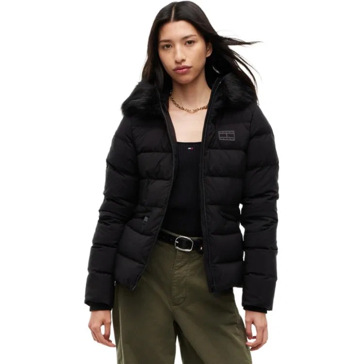 Женский пуховик с капюшоном Tommy Hilfiger, Black BDS