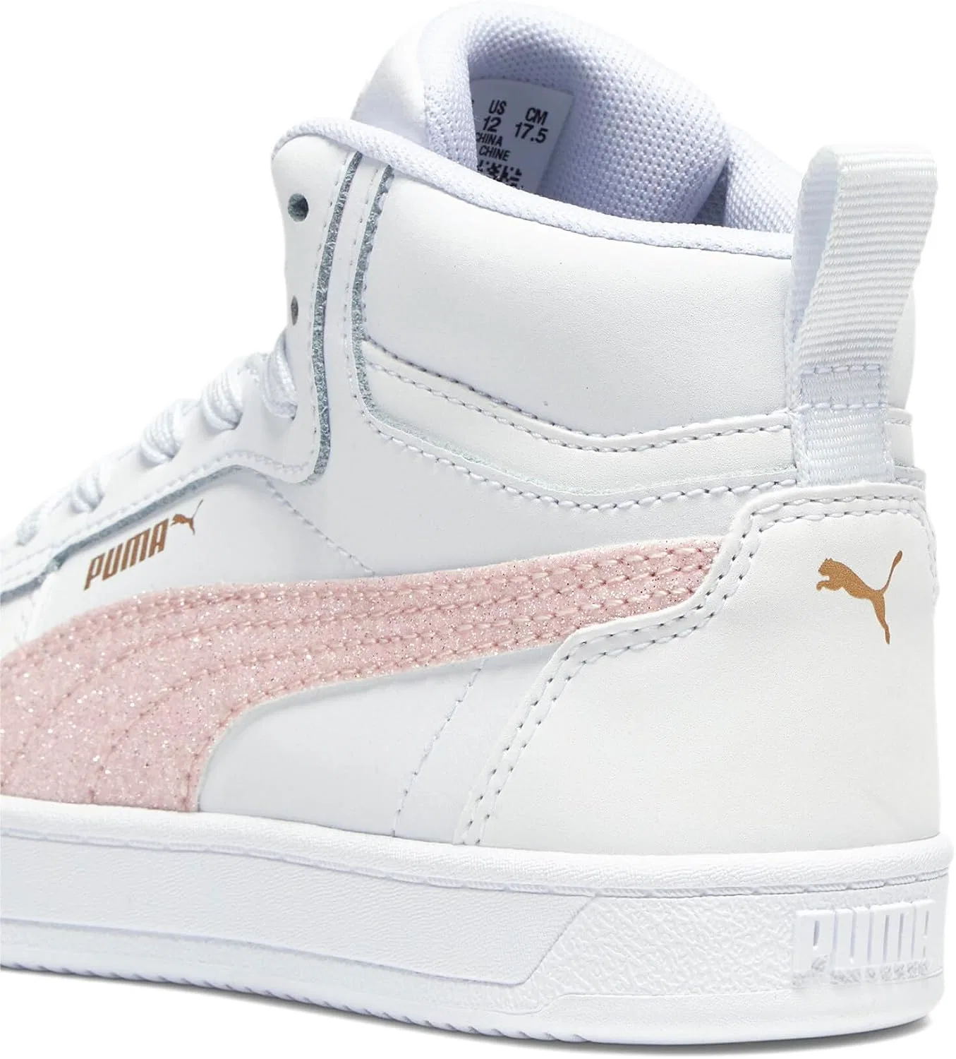 Детские кроссовки для мальчиков с шнуровкой Caven 2.0 PUMA, Puma White-Peach Smoothie-Gold — фото 3