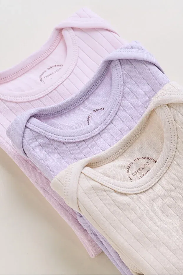 Детское боди-комбинезон без рукавов с конвертом-воротником Basics Bondberro, Lila / Pink / Cream — фото 4