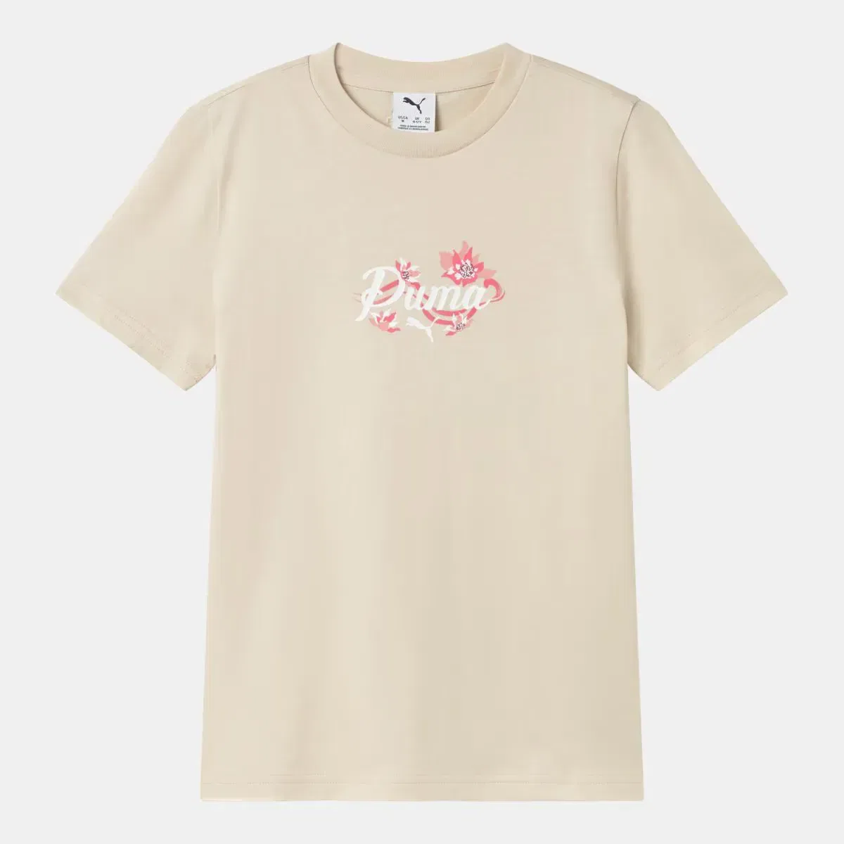 Детская футболка для мальчиков с принтом Puma Floral Graphic Cat, Blanco