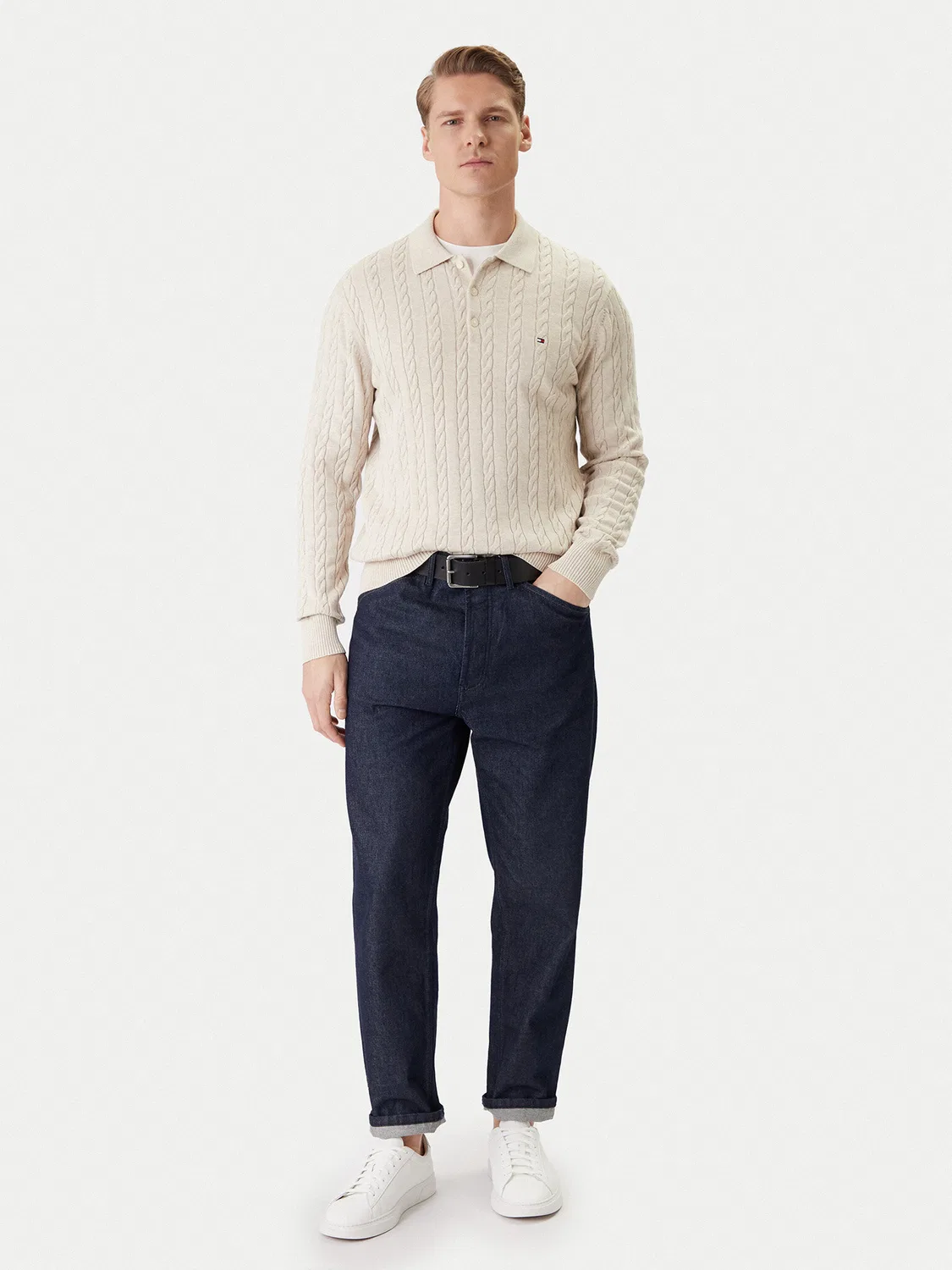 Мужской пуловер стандартного кроя Classic Tommy Hilfiger, бежевый — фото 2