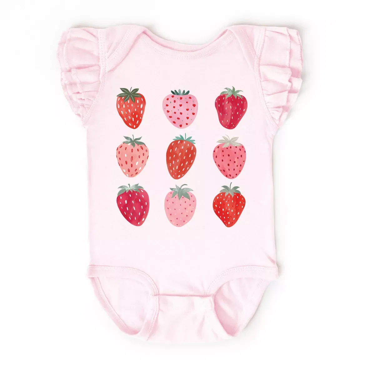Детский боди с баской The Juniper Shop Strawberry Watercolor Chart Flutter Sleeve, Ballerina