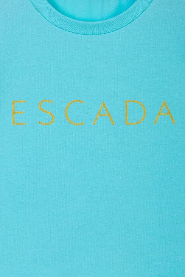 Детская футболка с принтом Basic children's t-shirt with crew neck logo Escada, Blue — фото 2