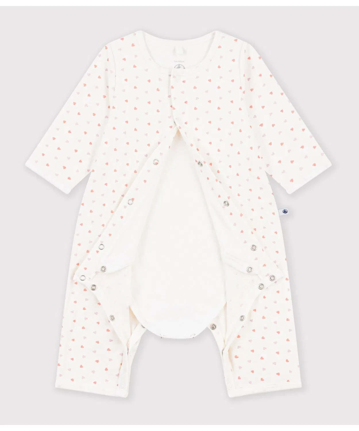 Детский боди-комбинезон с принтом в виде сердца PETIT BATEAU, White — фото 2
