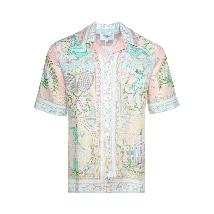 

Рубашка Casablanca Cuban Collar Short-Sleeve Shirt, цвет Vase