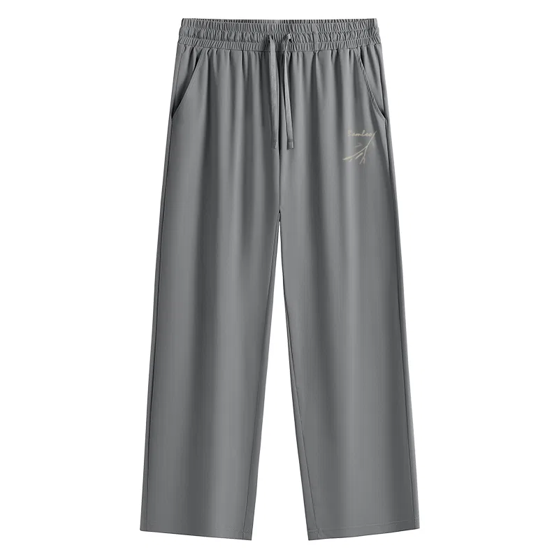 Детские повседневные брюки прямого кроя Ice Silk Cooling Dark Gray (Bamboo Shadow Breeze Pants Logo), MINISO, Dark Gray