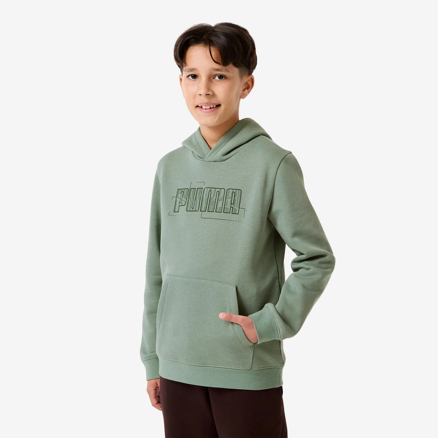 Детское худи с принтом Puma, Grun