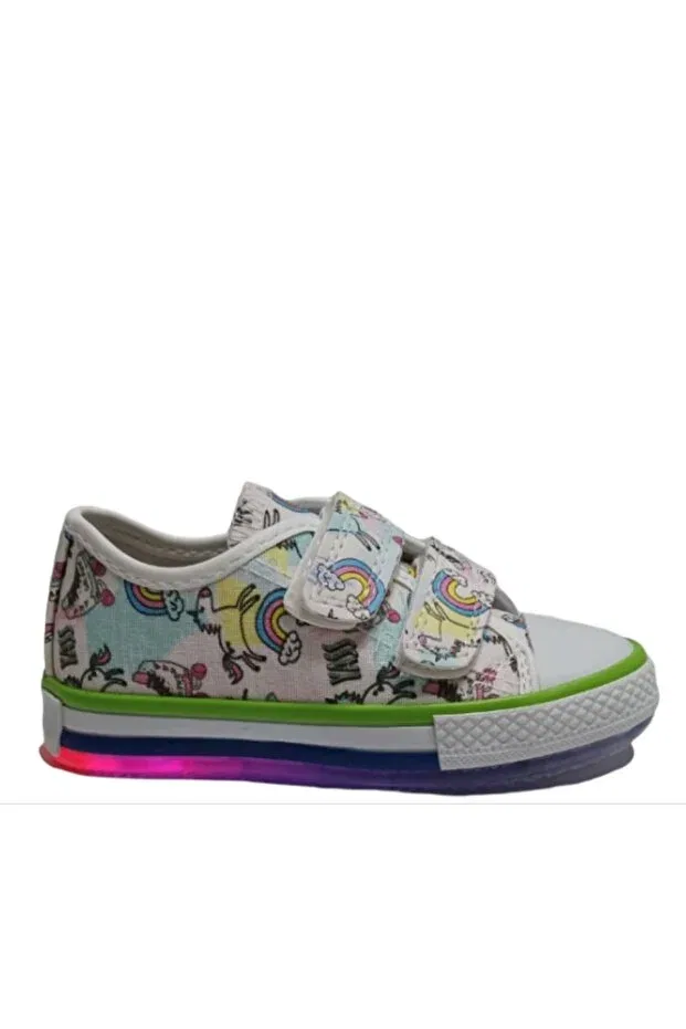Детские ортопедические туфли для девочек с подсветкой Alf, White Color