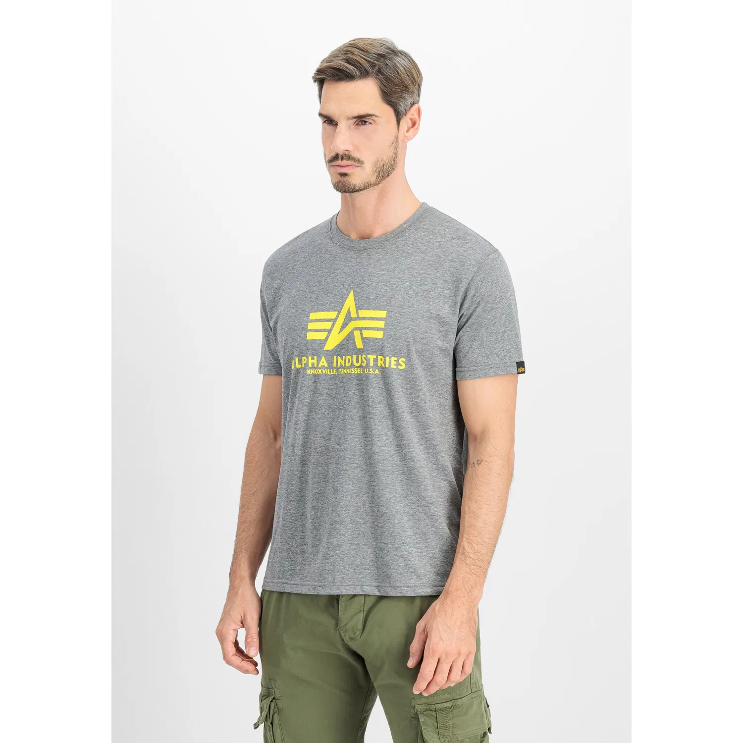 Детская хлопковая футболка Regular Fit Alpha Industries, Charcoal Heather