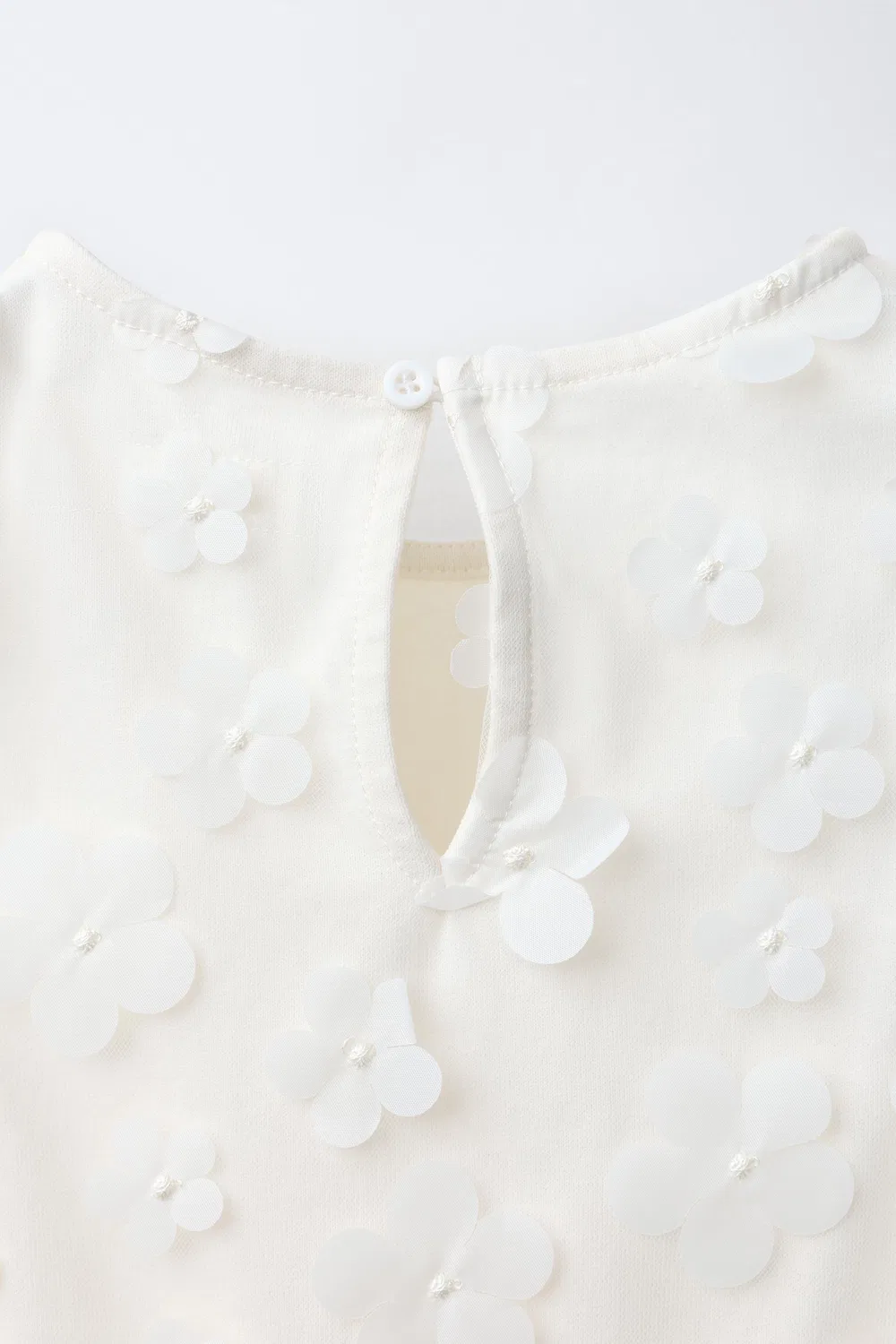 Платье с объемными цветами и пышным подолом ZARA, White — фото 3