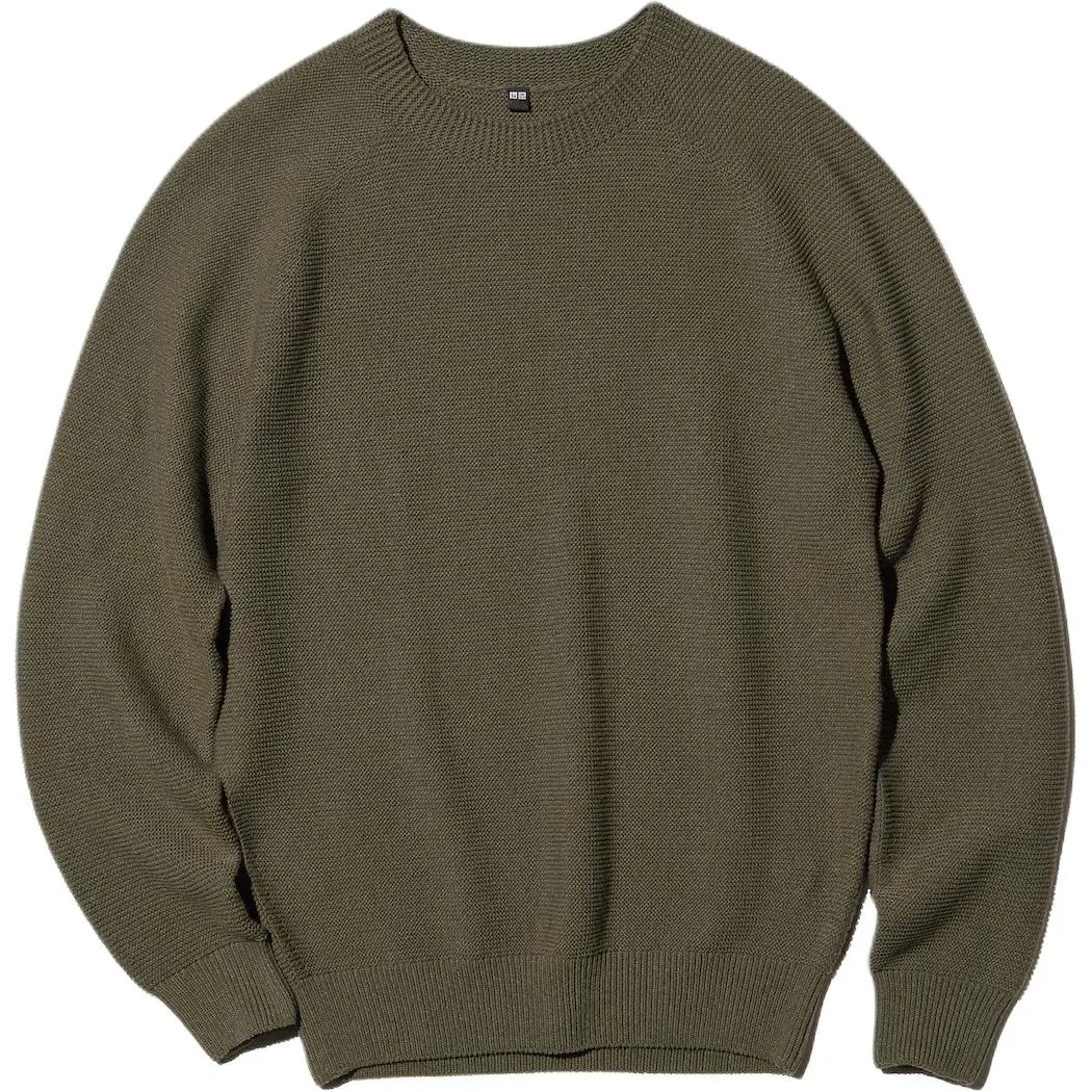 Мужской джемпер с круглым вырезом UNIQLO, Olive Green