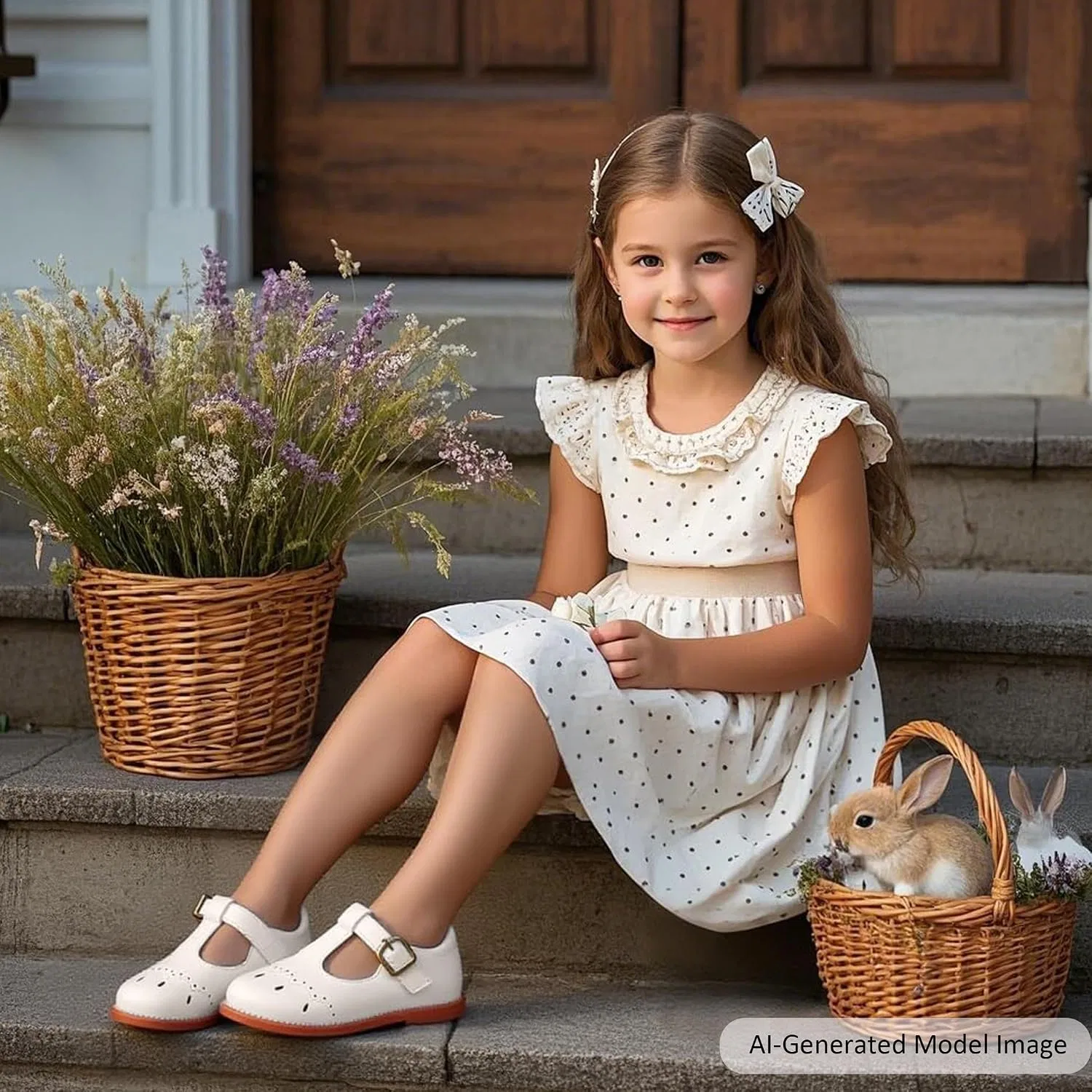 Детские туфли-оксфорды для девочек Mary Jane Felix & Flora, Beige — фото 2