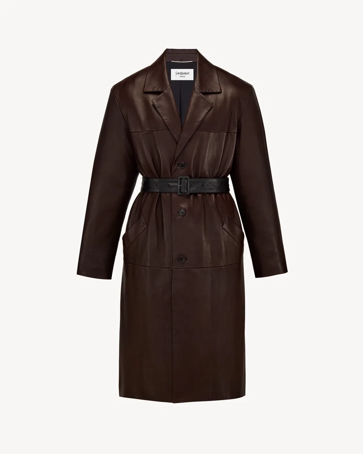 Пальто из овчины однобортное Saint Laurent, коричневый
