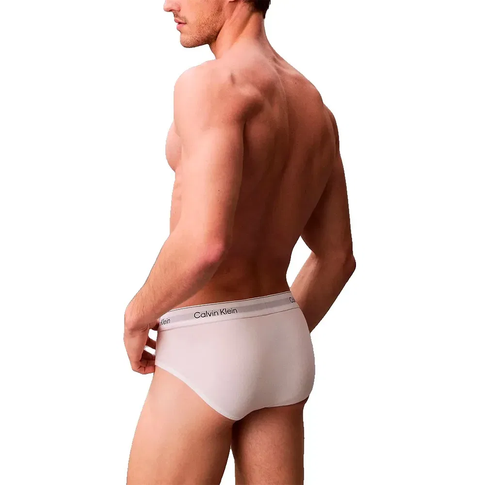 Комплект трусов-брифов Calvin Klein Icon Cotton Stretch 3 шт., черный/белый — фото 3