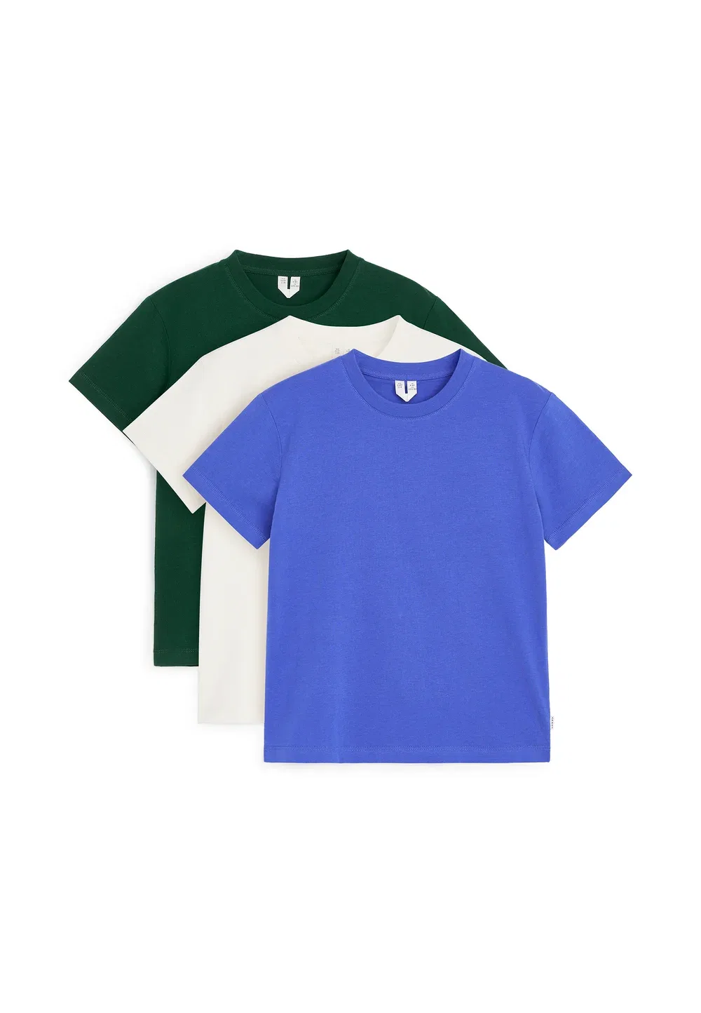 Комплект из 3 футболок с круглым вырезом, унисекс - базовая футболка Arket, Blue Off White Khaki Green