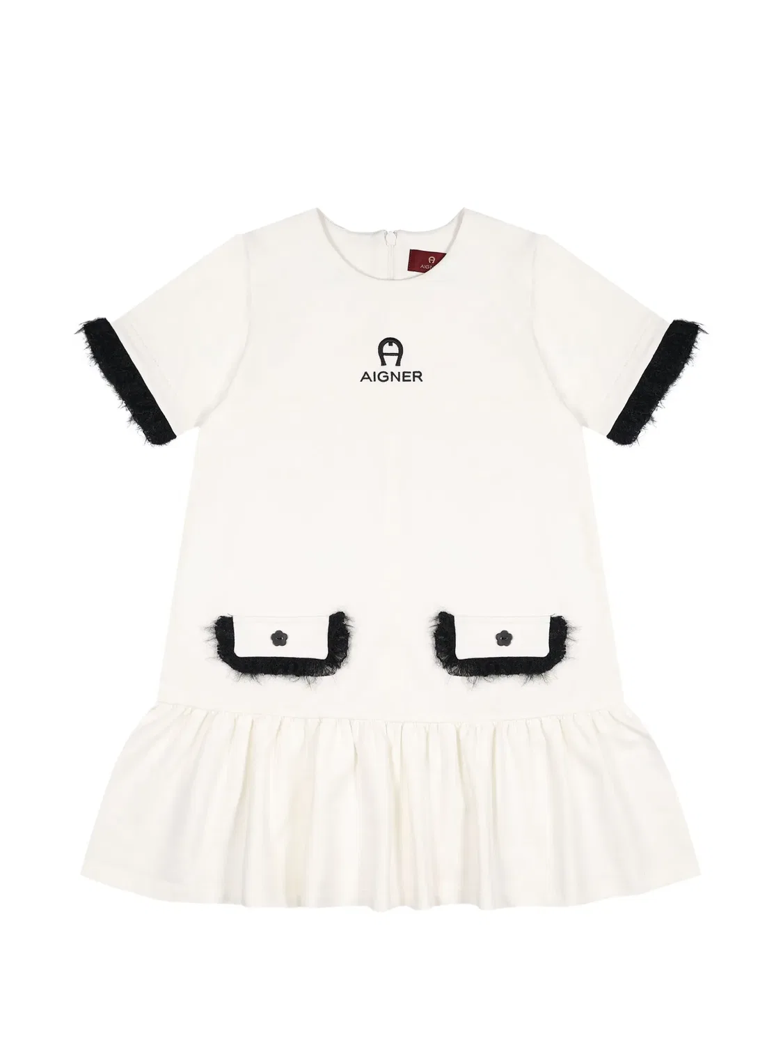 Платье с оборками и вышитым логотипом Aigner Kids, белый