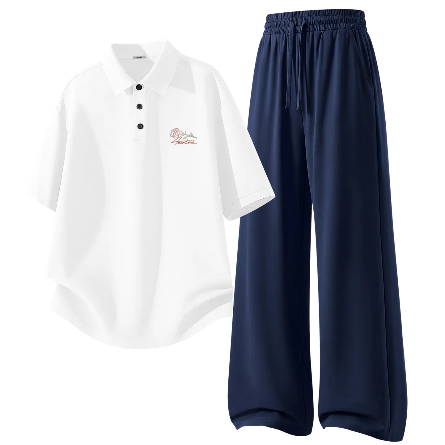 Детский комплект спортивной одежды 2 Pack MINISO, White Rose Chest Logo+Navy Blue