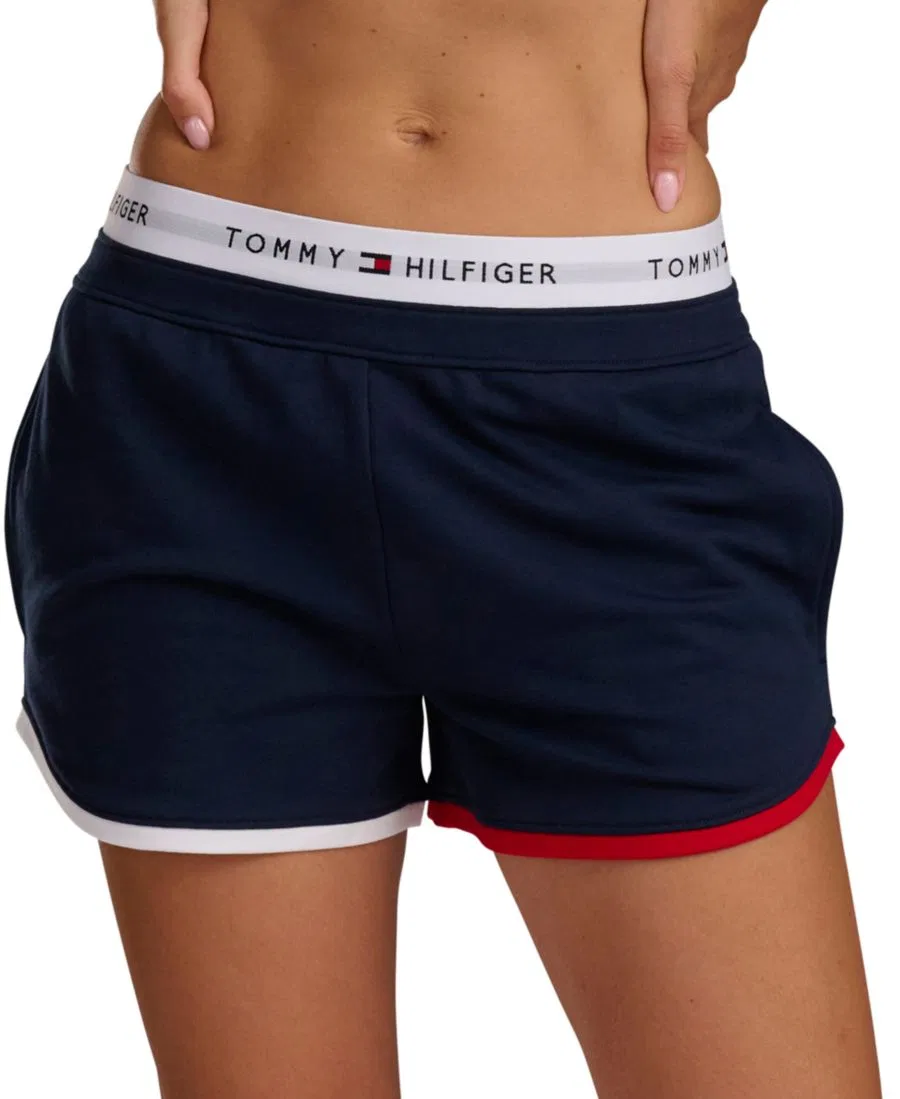 Женские шорты-боксеры из французского терри с логотипом Tommy Hilfiger, Sky Captain — фото 4