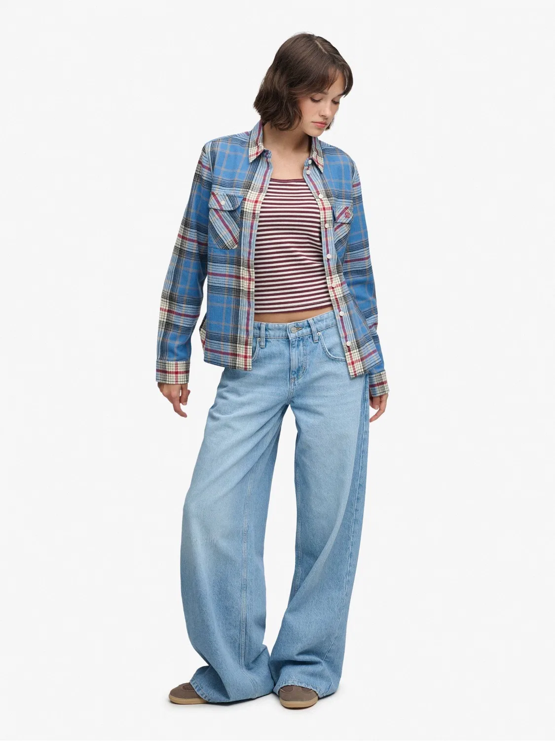 Небесно-голубая фланелевая рубашка в клетку Superdry Lumberjack — фото 2