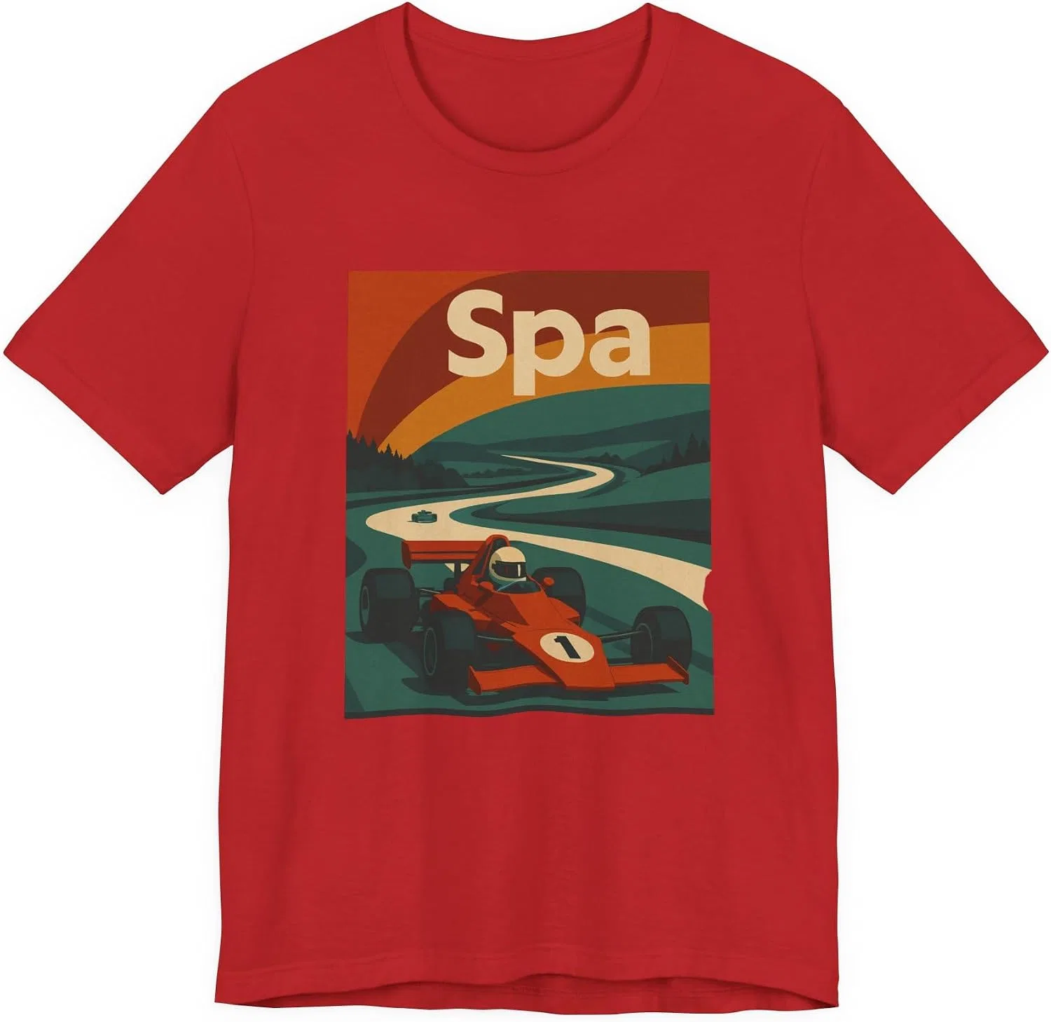 Мужская футболка с принтом Vintage Racing Spa Tee, красный