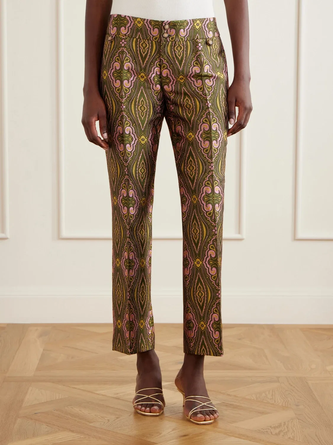 ETRO Брюки из крепового жаккарда металлик прямого кроя — фото 3