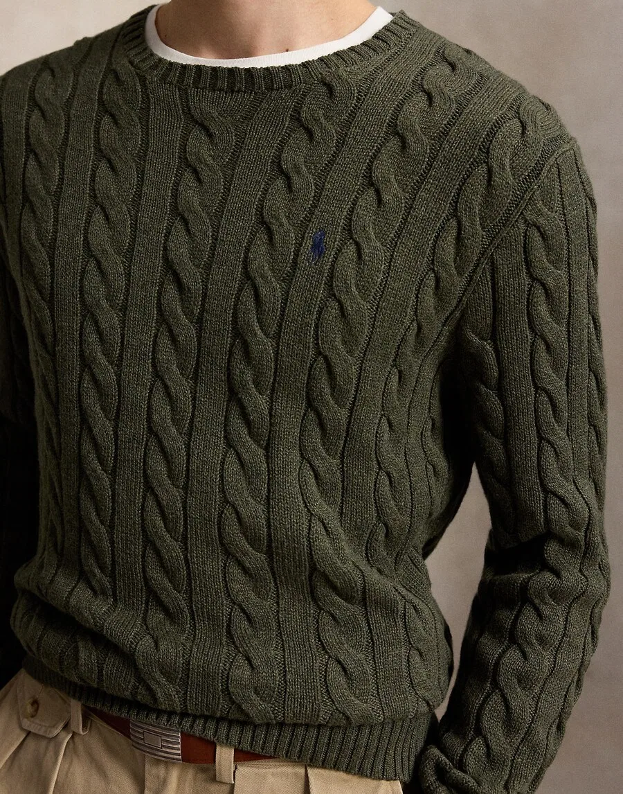 Свитер Polo Ralph Lauren Regular fit 'DRIVER' оливкового цвета — фото 3