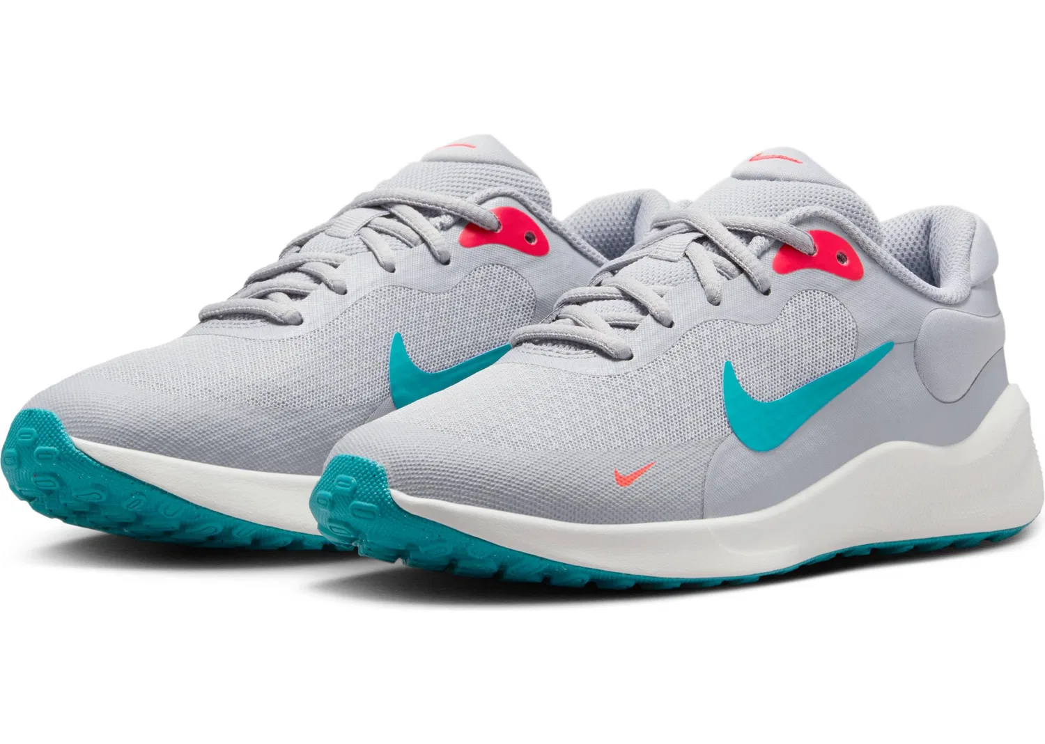 Детские кроссовки для девочек с амортизацией NIKE Revolution 7 NIKE, Wolf Grey Dusty Cactus Bright Crimson — фото 2