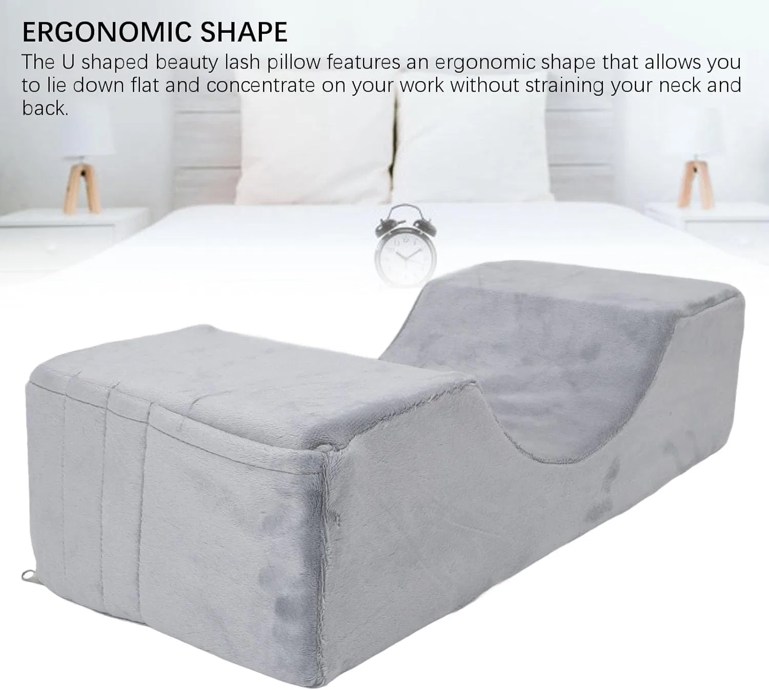 U-образная подушка для ресниц, Memory Foam, CDQL, 50x20x12 см, Grau — фото 2