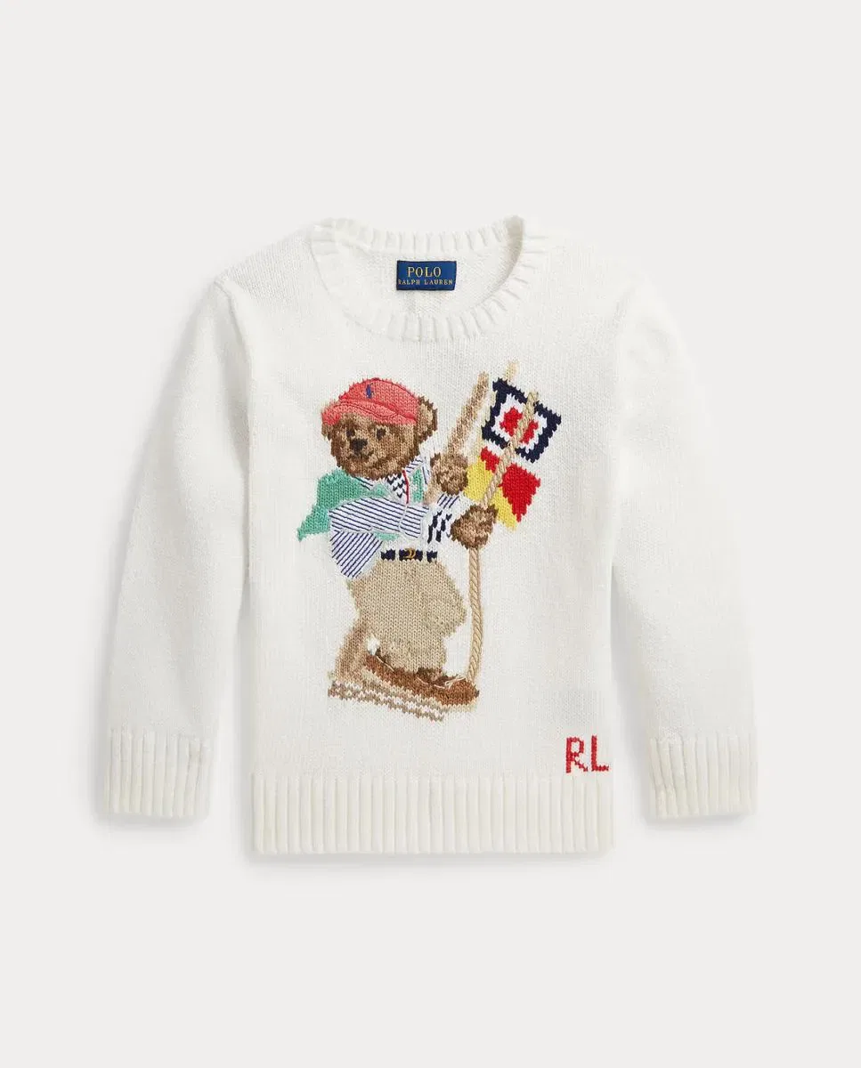 Детский джемпер для мальчиков хлопковый Polo Bear Polo Ralph Lauren, Blanco Roto — фото 4