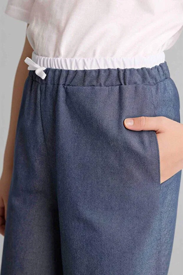 Детские брюки для девочек широкие Wide leg jean look pants g6814a826sm Defacto, Indigo-In257 — фото 4