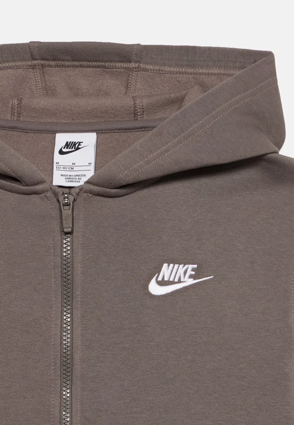 Клубная толстовка унисекс на молнии Nike Sportswear, Cave Stone/White — фото 3