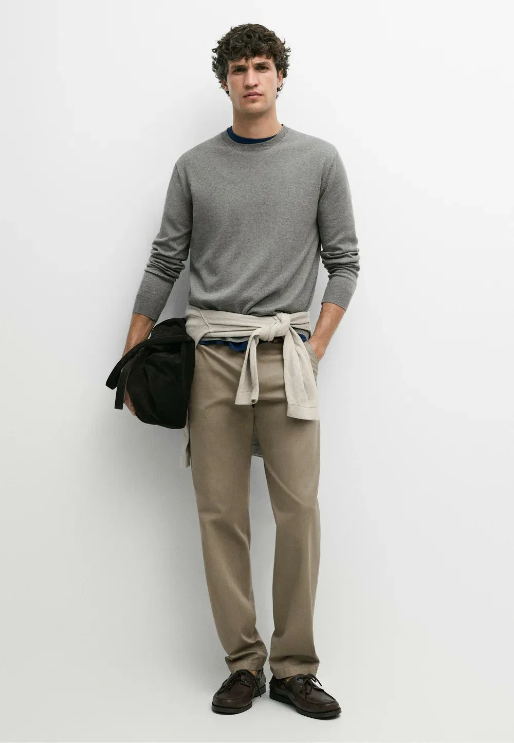 Брюки-Чиносы из смесовой хлопковой ткани, зауженного кроя Massimo Dutti, Mottled Dark Green — фото 2
