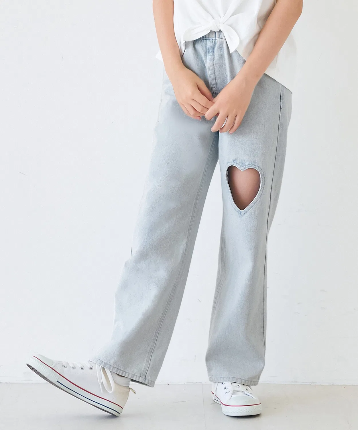Coca（coca） Детские джинсы с вырезом в виде сердца COCA, Light Blue