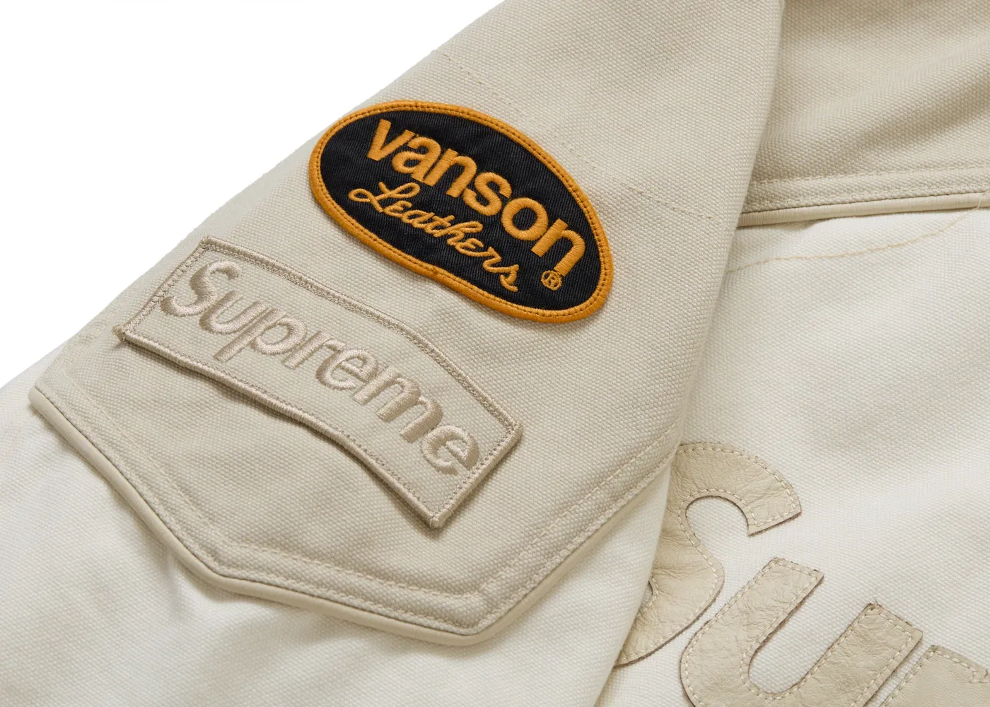 Мужская куртка из кордуры с хлопком Supreme Vanson Leathers, White — фото 4