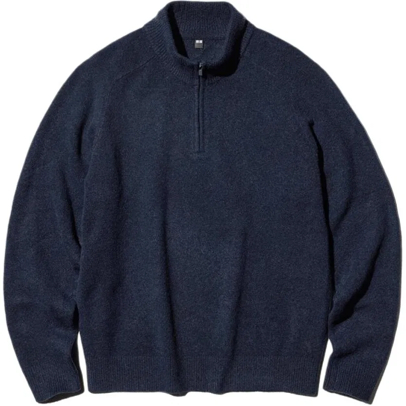 Мужской свитер с воротником-стойкой Navy Blue UNIQLO